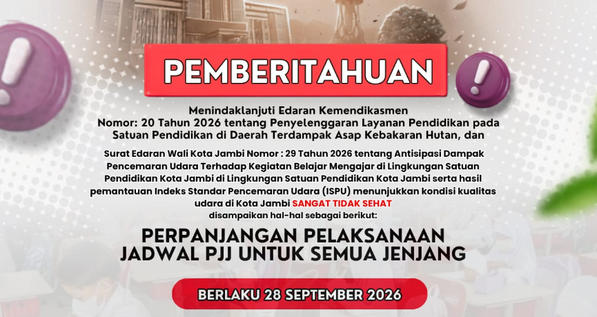 Kabut Asap Memburuk, Kota Jambi Perpanjang Sekolah Daring